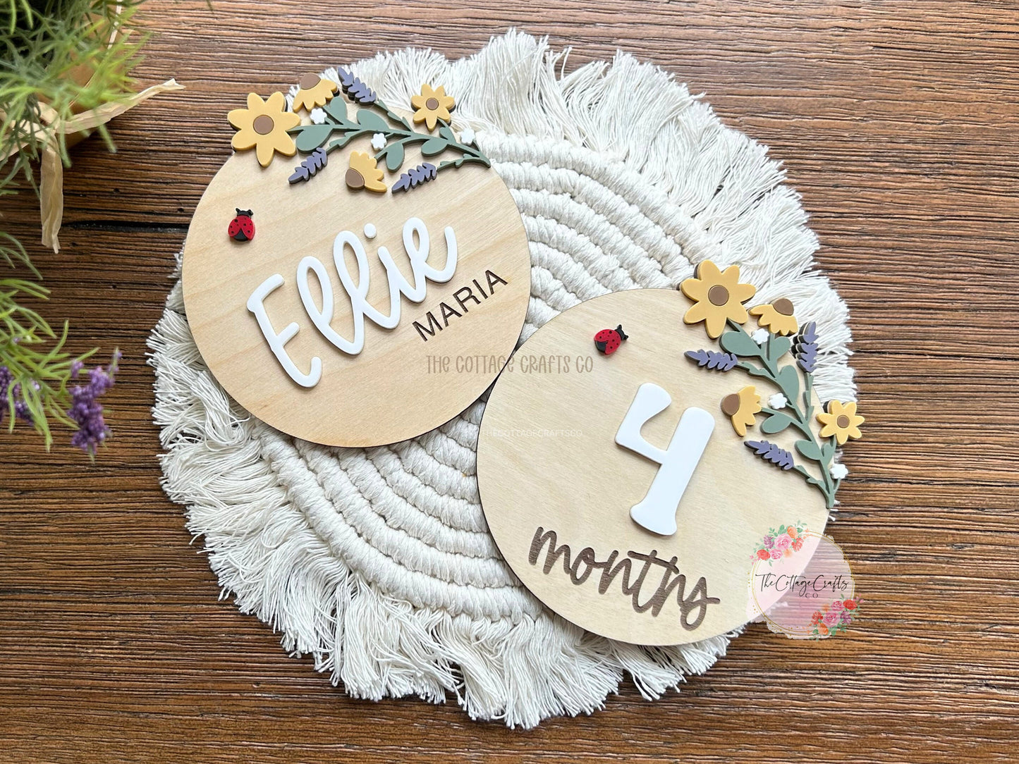 Floral Baby Name Announcement, Birth Announcement, Name Sign, Baby Name Sign,Fresh 48 Name Plaque,Hi My Name Is,Newborn Photo Prop