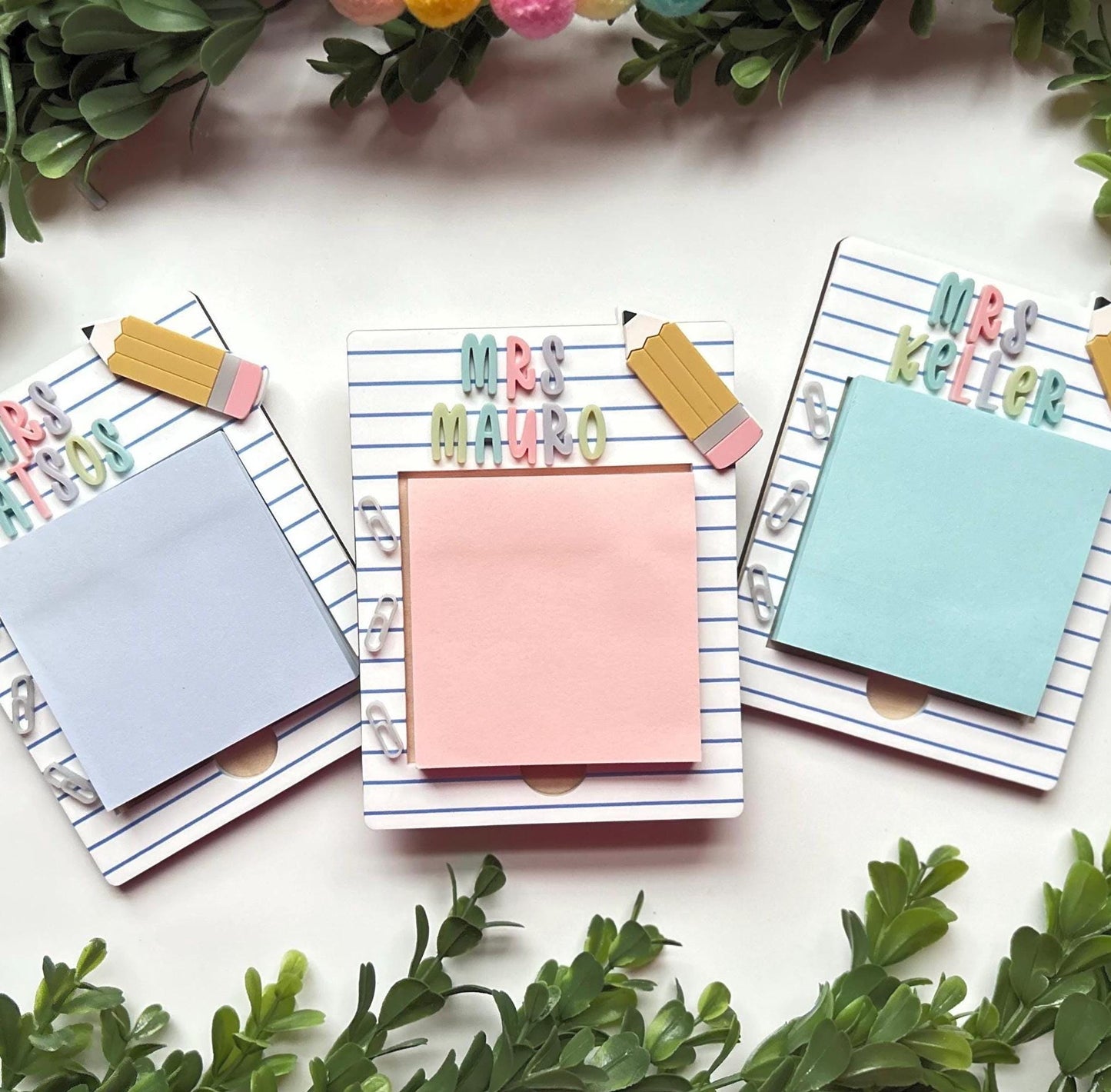 Personalized Wood Note Holder: Teacher Appreciation Gift
