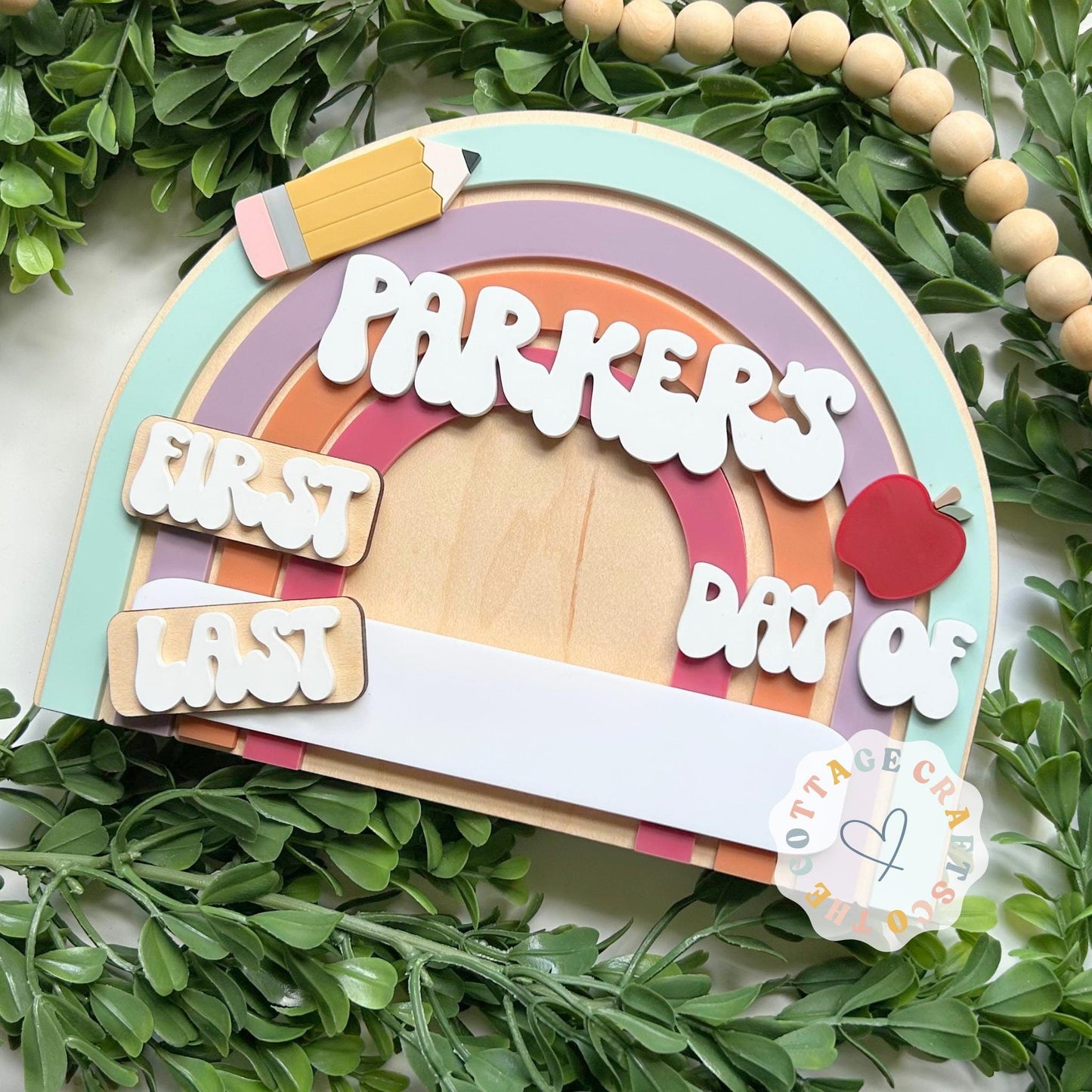 Rainbow First/Last Day of School Sign: Reusable Dry Erase, Interchangeable