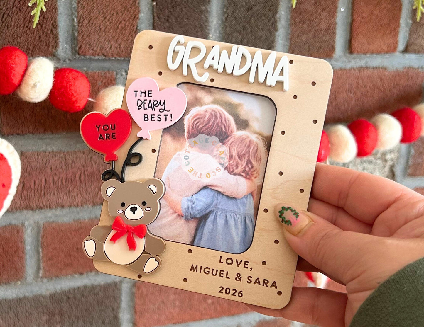 Valentine’s Day Picture Frame, You Are The Bearly Best , Fridge Photo Magnet, Gift Photo Frame, Gift for Mom, Gift for Grandma,