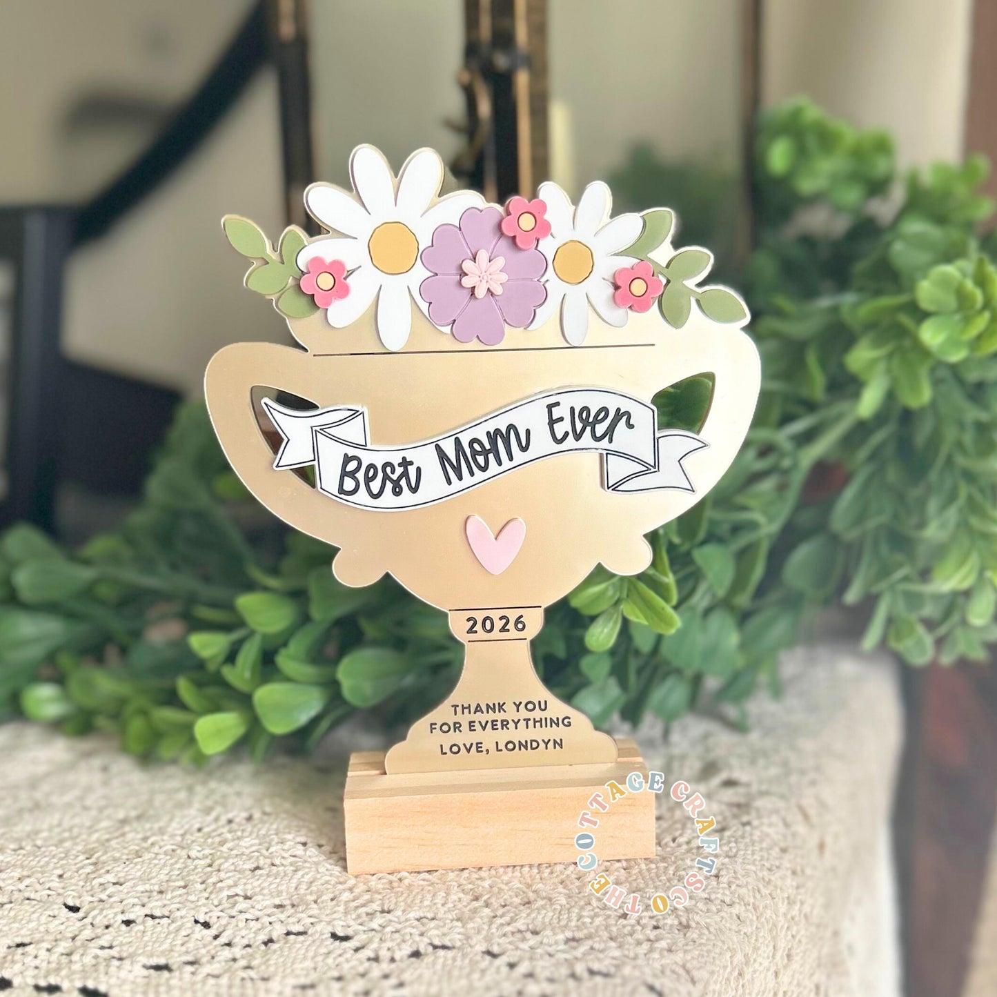 Best Mom Ever Gift, Mother's Day Trophy, Personalized Mom Award with Custom Name,Mother’s Day Gift Idea,Unique Keepsake for Mom