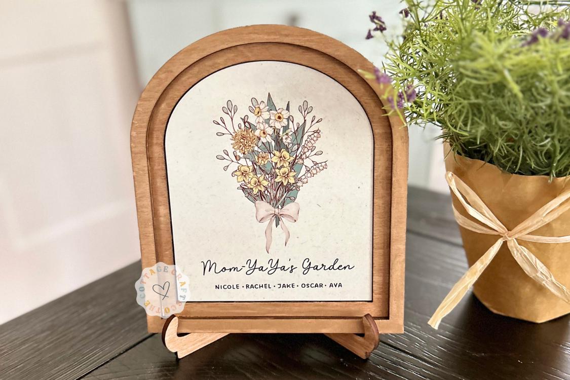 Birth Flower Bouquet, Personalized Mothers Day Gift, Birth Flower Display,Wood Birth Flower, Grandmas Garden, Personalized Gifts