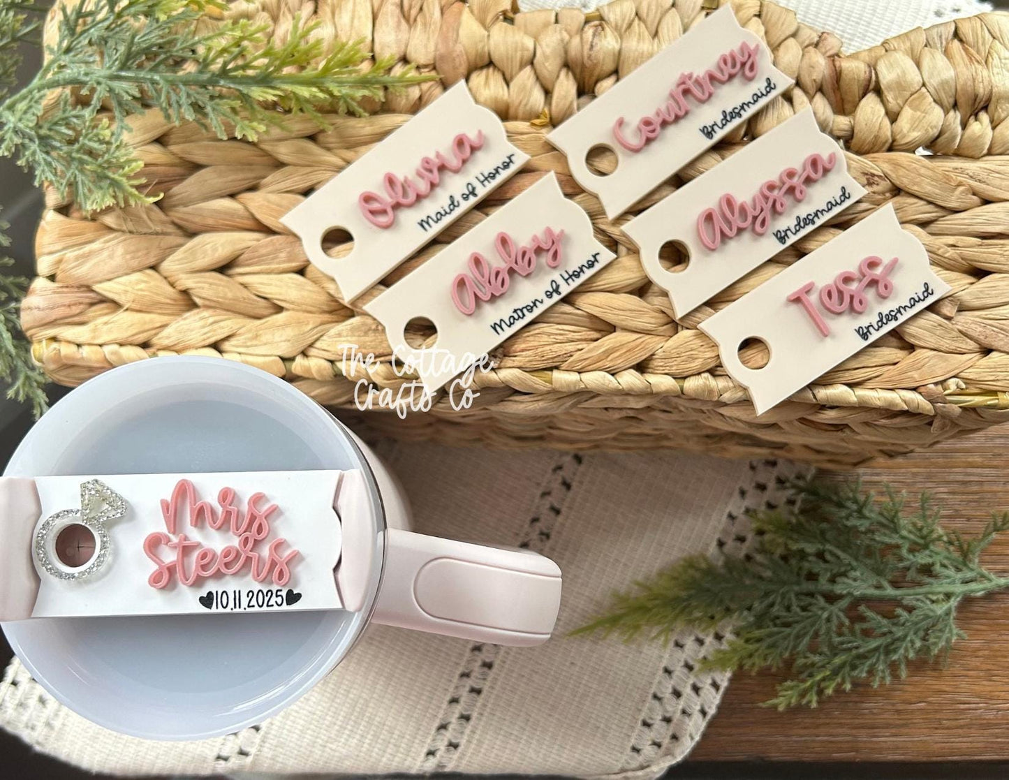 Wedding Party Gift, Bridesmaid Accessories, Bachelorette, Girls Trip Gift, Mrs Tumbler Tag, Wifey Name Plate, Wedding Party