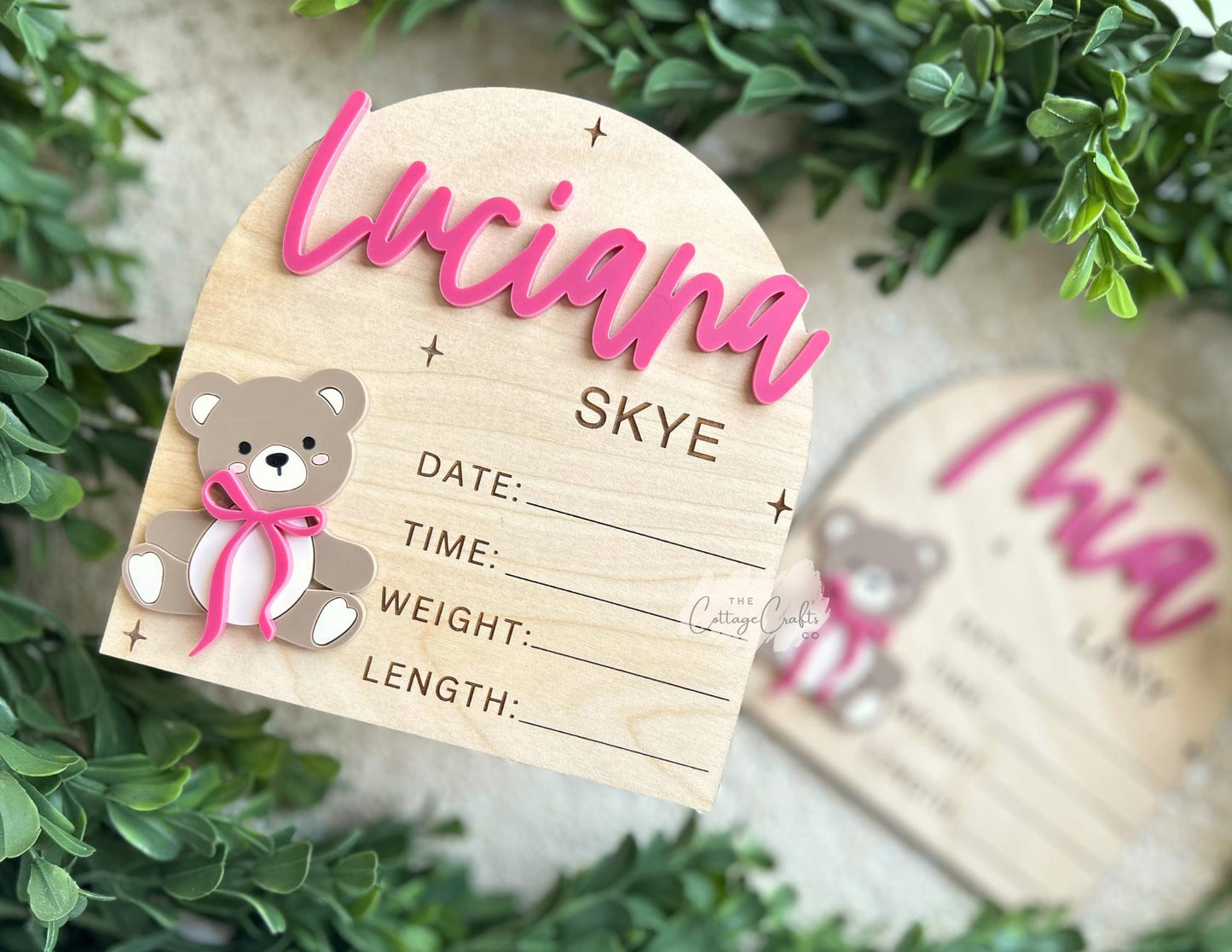 Birth Announcement, Name Sign,Fresh 48 Name Plaque,Hi My Name Is,Newborn Photo Prop, Baby Boy Birth Sign, Teddy Bear Baby Sign
