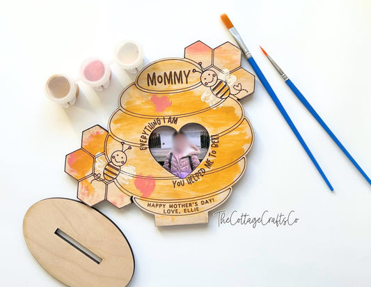 DIY Mother's Day Paint Kit, Bee Gift, Mother's Day Picture Frame, Mothers Day Gift, Wallet Size Photo Frame, DIY Craft for kids