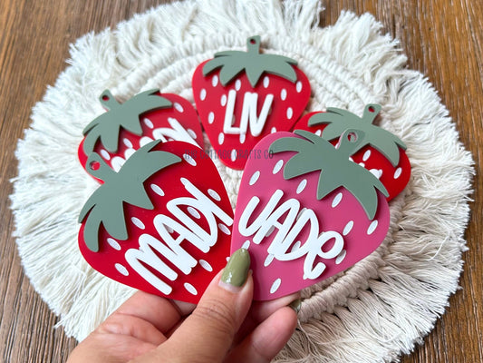 Personalized strawberry back bag tag, Book bag name tag, Water Bottle Name Tag,Back to school supplies, Personalized Keychains