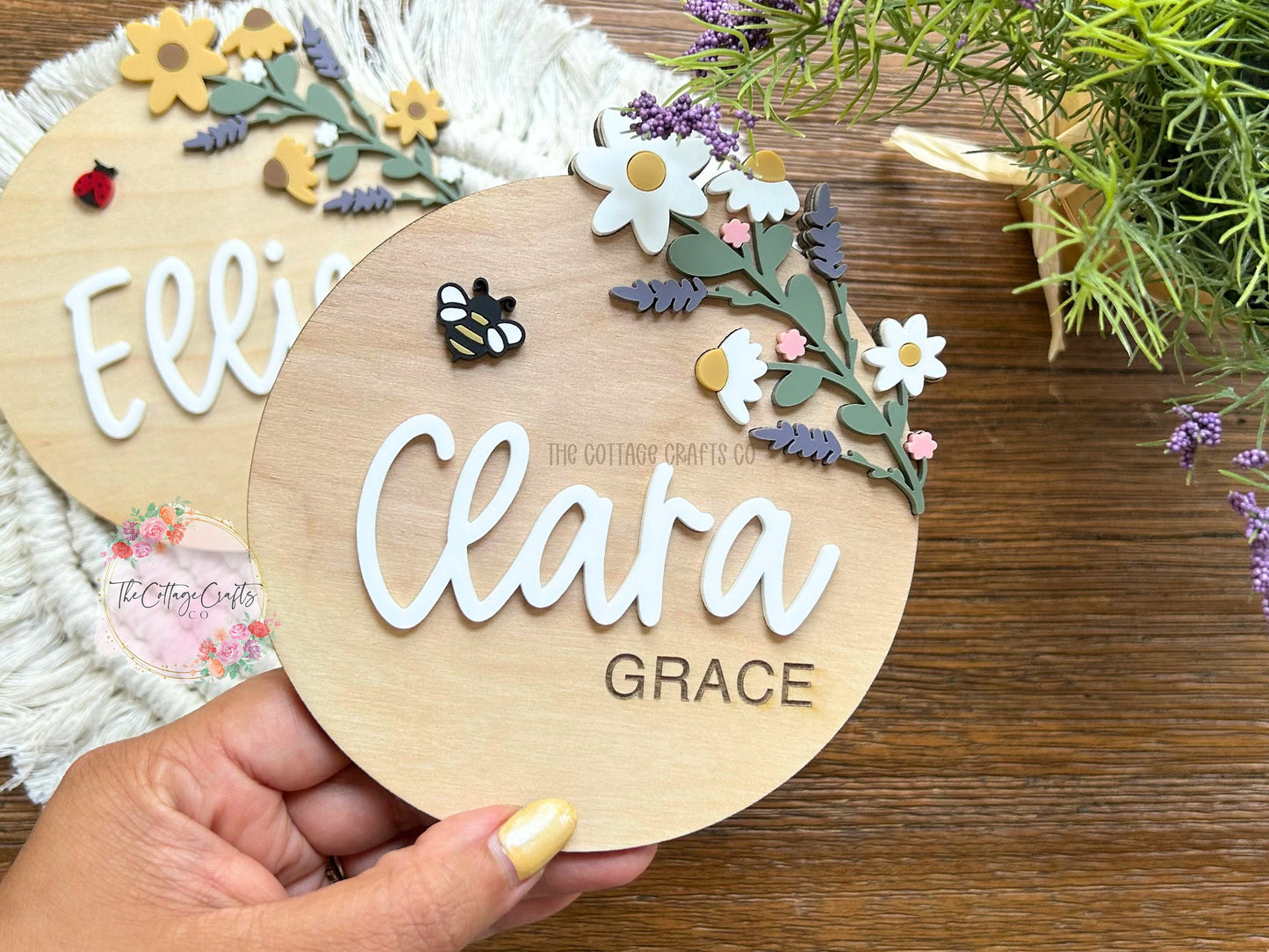 Baby Name Announcement, Wildflower Birth Announcement, Name Sign, Baby Name Sign,Fresh 48 Name Plaque,Hi My Name Is,Newborn Photo Prop