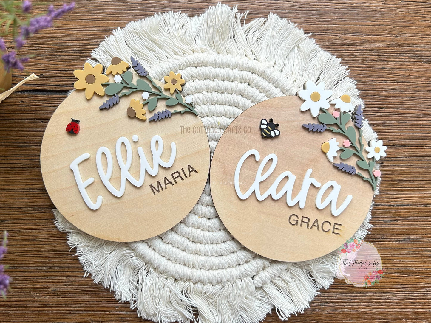 Floral Baby Name Announcement, Birth Announcement, Name Sign, Baby Name Sign,Fresh 48 Name Plaque,Hi My Name Is,Newborn Photo Prop