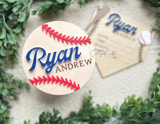Baseball Baby Announcement, Baby Birth Sign, Birth Announcement,  Name Sign,Fresh 48,Hi My Name Is,Newborn Photo, Sport Name Sign