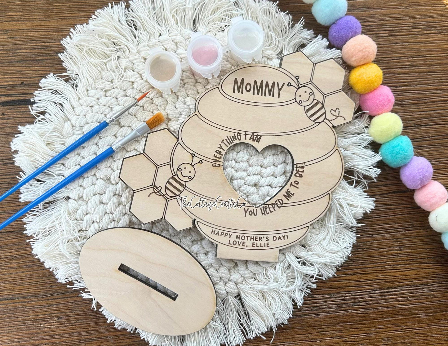 DIY Mother's Day Paint Kit, Bee Gift, Mother's Day Picture Frame, Mothers Day Gift, Wallet Size Photo Frame, DIY Craft for kids