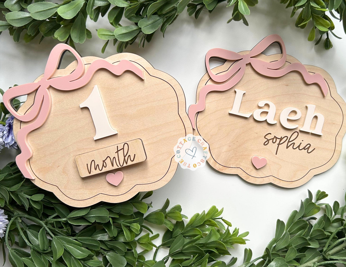 Milestone Set, Monthly Milestone, Bow Name Announcement, Name Sign,Fresh 48 Name Plaque,Hi My Name Is,Newborn Photo Prop, Baby Girl,