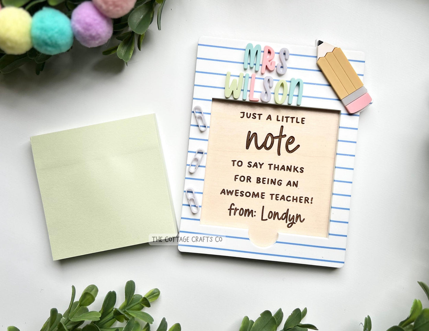 Sticky Note Holder,  Teacher Gift,End Of The Year Gift , School supplies, Personalized Teacher Gifts, Teacher appreciation,Gift from student