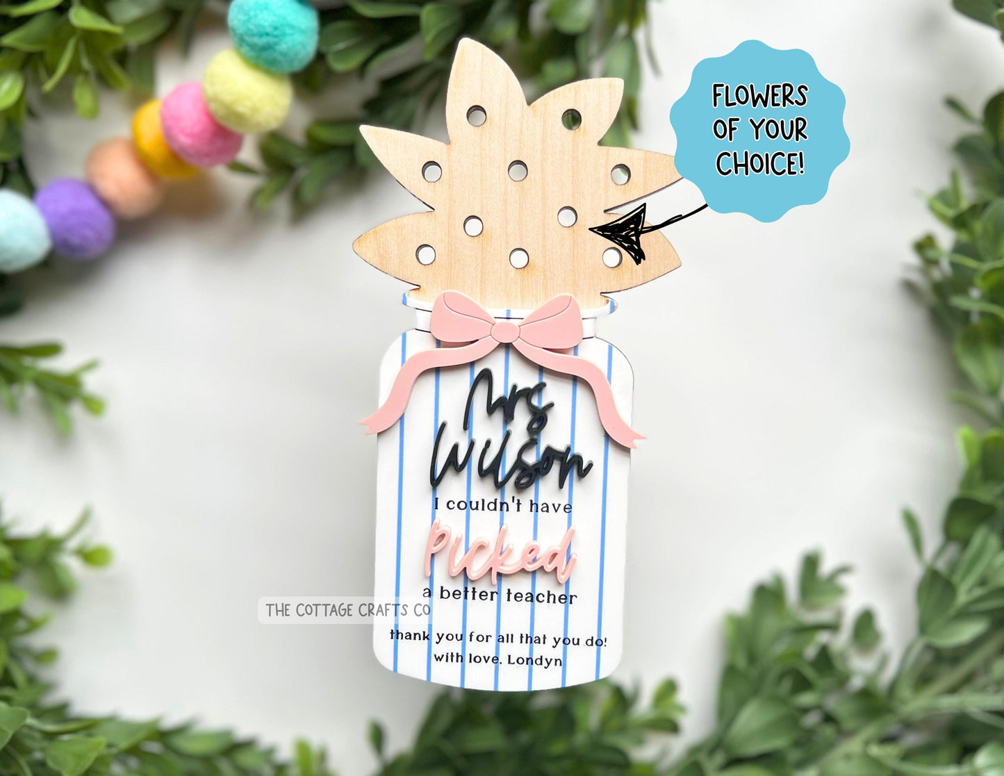 Teacher Appreciation Gift, Flowers Holder,Magnet frame, Personalized Teacher Gift, End Of Year Gifts, Teacher Gift Tag