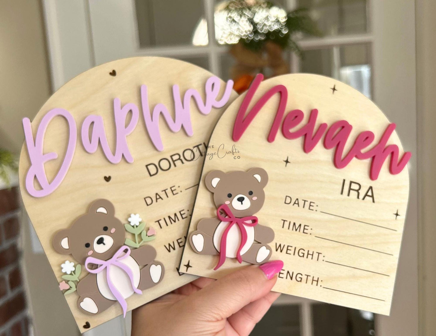 Birth Announcement, Name Sign,Fresh 48 Name Plaque,Hi My Name Is,Newborn Photo Prop, Baby Boy Birth Sign, Teddy Bear Baby Sign
