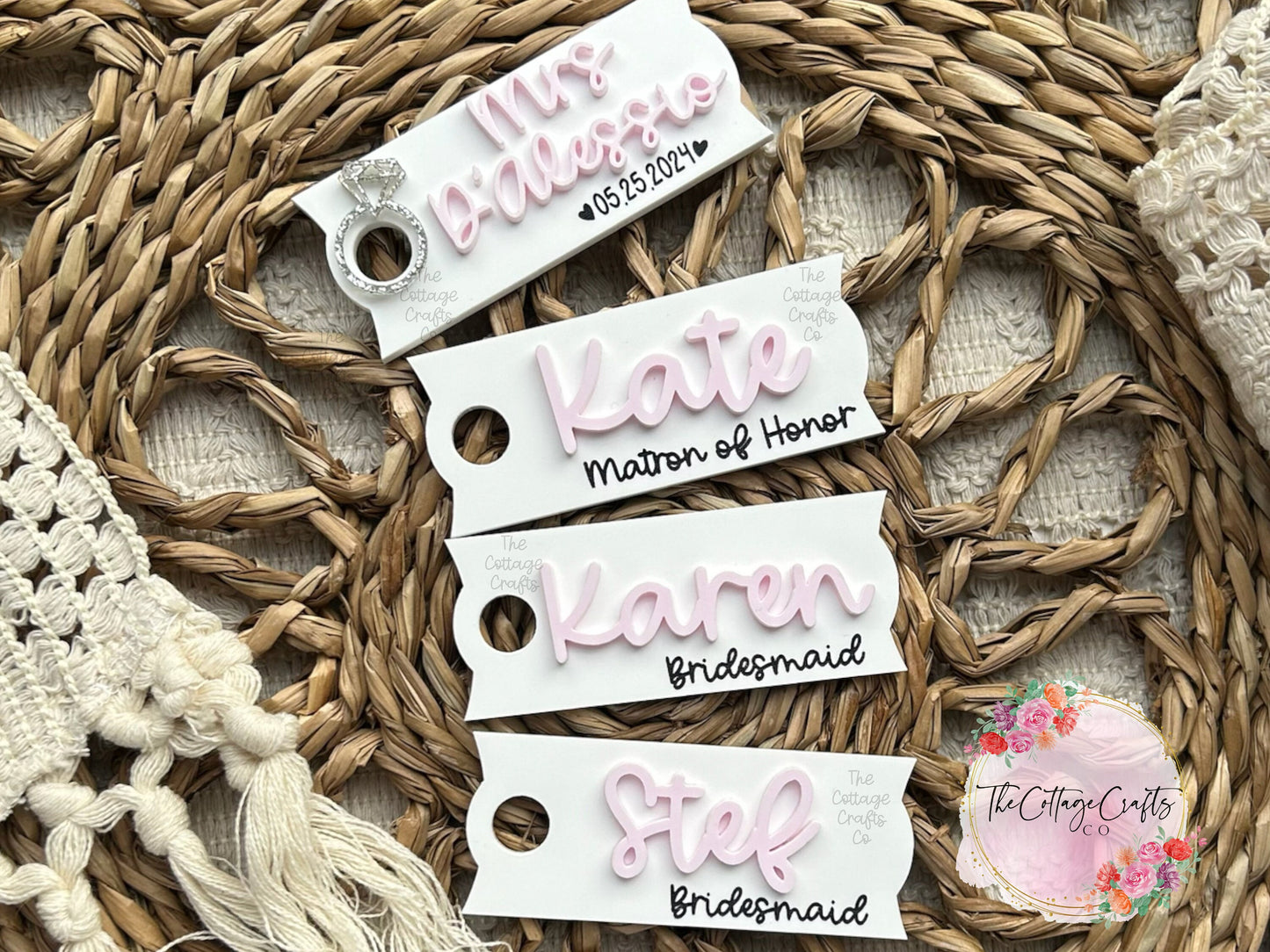Wedding Party Gift, Bridesmaid Accessories, Bachelorette, Girls Trip Gift, Mrs Tumbler Tag, Wifey Name Plate, Wedding Party