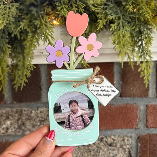 Fridge Photo Magnet, Floral Bouquet Gift, Mother's Day Picture Frame, Mothers Day Gift, Wallet Size Photo Frame, Gifts for Mom