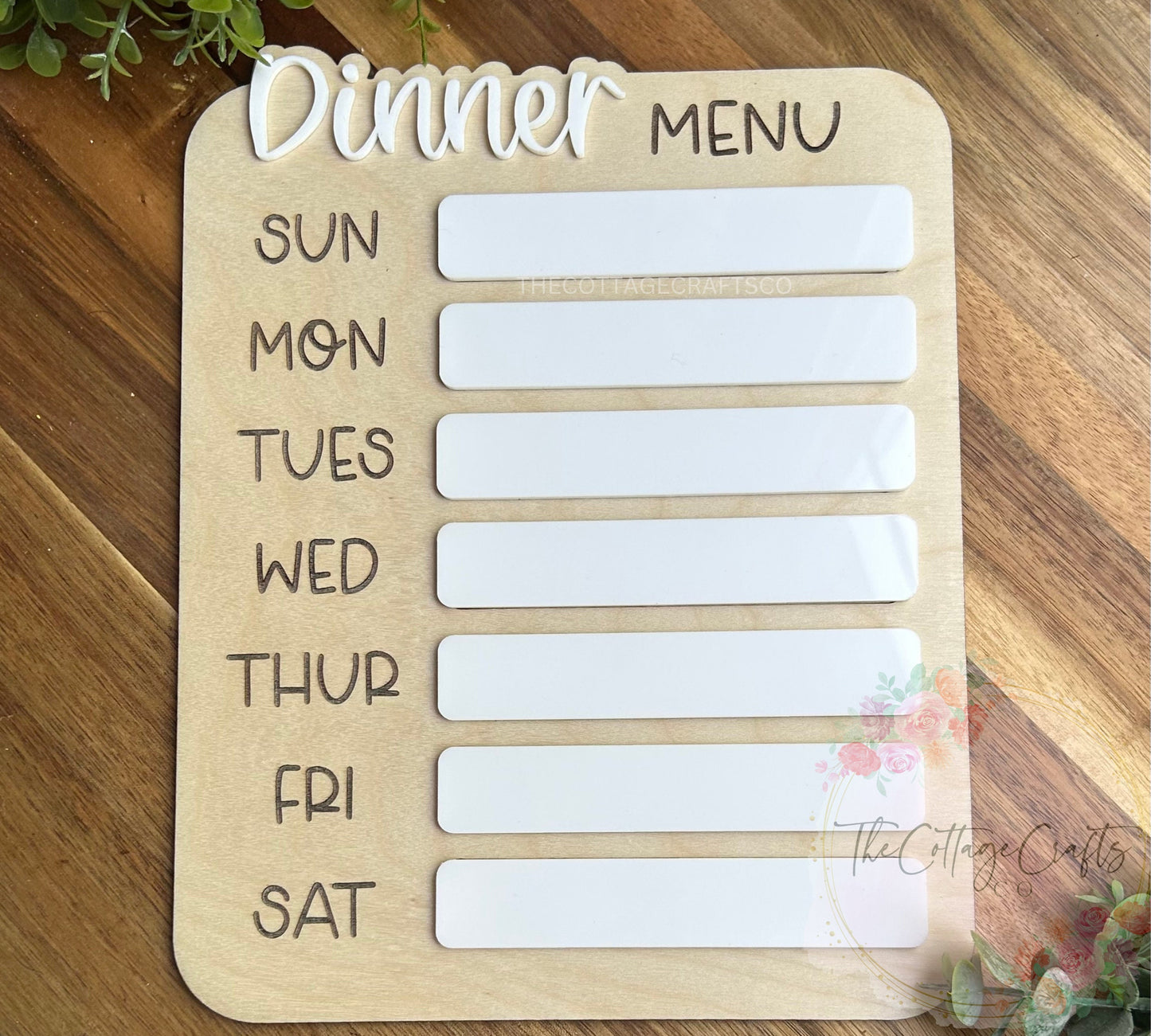 Dinner Menu Dry Erase Sign, Weekly Meal Planning Sign, Kitchen Accessories, Personalized Home Decor