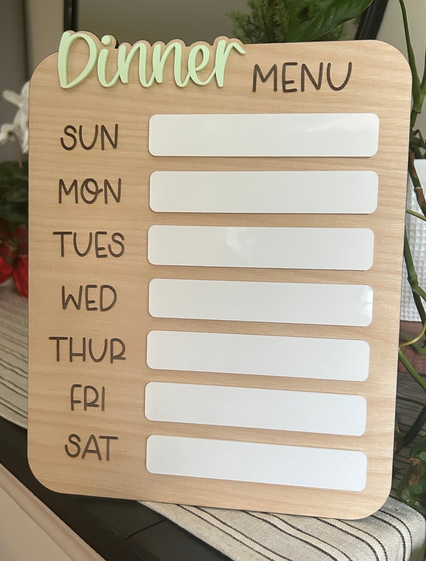 Dinner Menu Dry Erase Sign, Weekly Meal Planning Sign, Kitchen Accessories, Personalized Home Decor