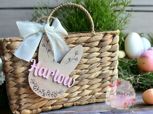 Personalized Easter Basket Tag: Laser Cut Birchwood Bunny