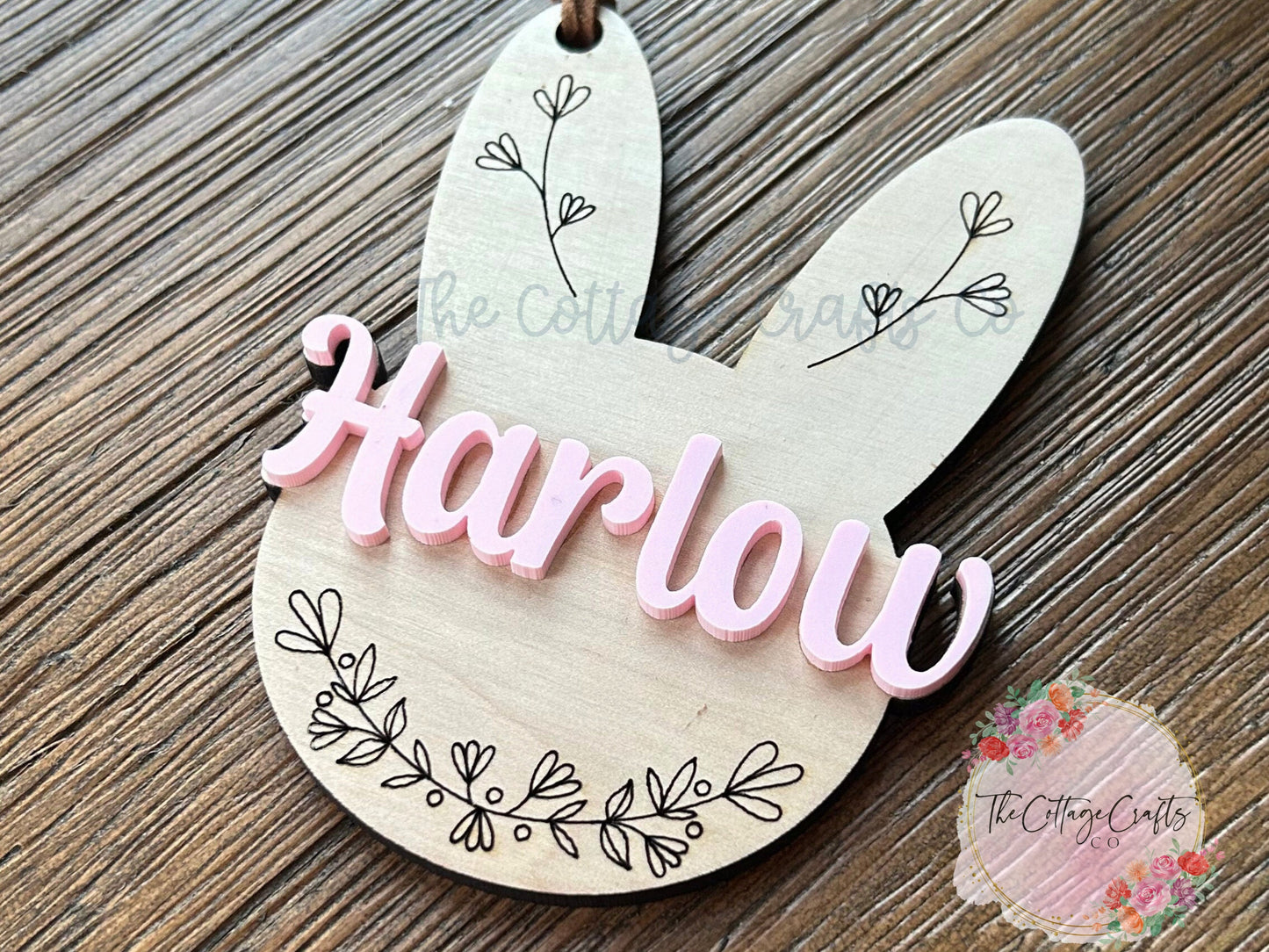 Personalized Easter Basket Tag: Laser Cut Birchwood Bunny