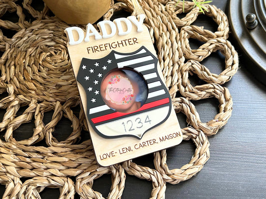 Firefighter Gift,Father's Day Gift, Photo Frame, Wallet Size Photo Frame, Custom Photo Visor Clip, Gifts for Dad, Personalized Gifts