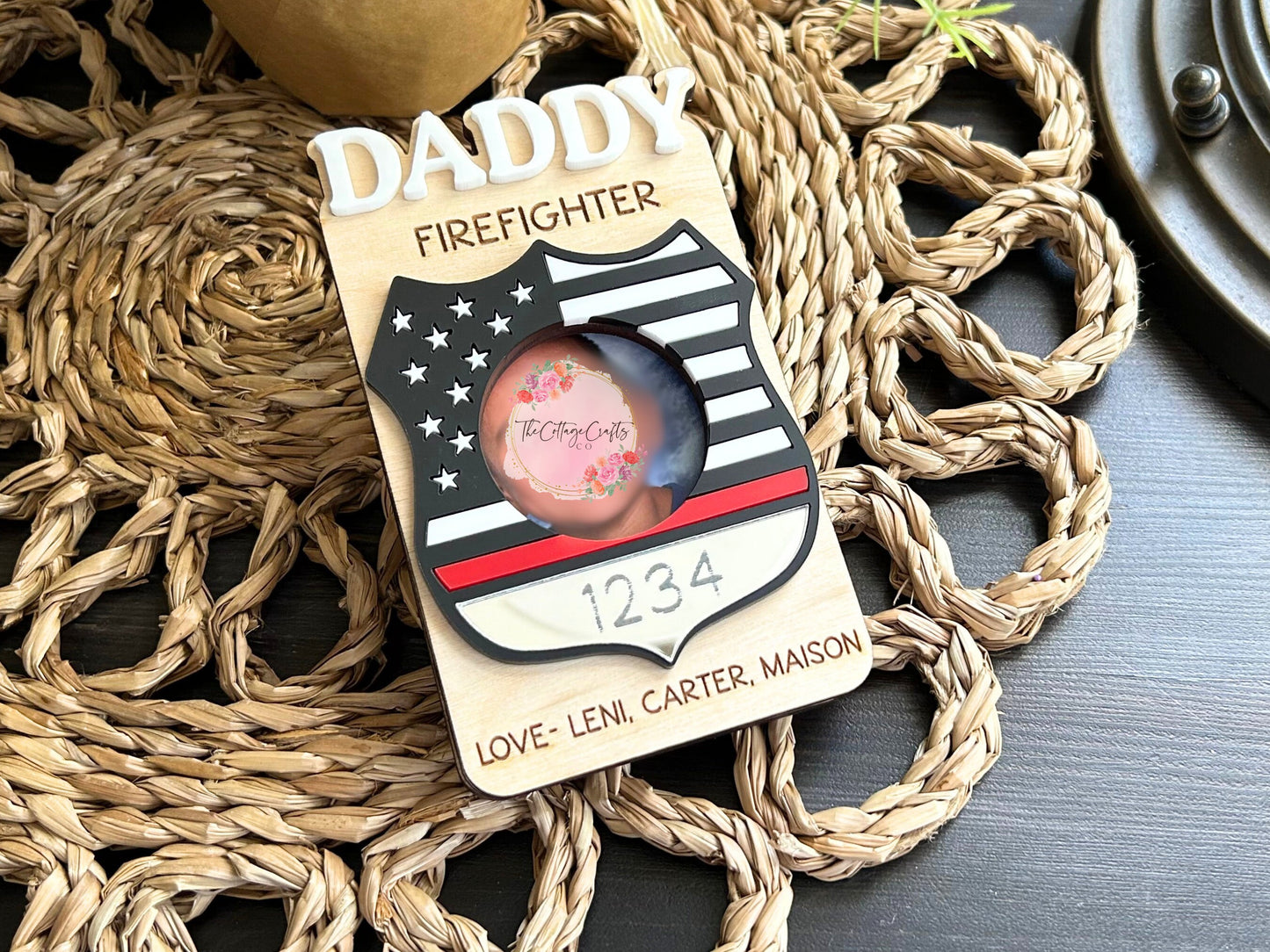 Firefighter Gift,Father's Day Gift, Photo Frame, Wallet Size Photo Frame, Custom Photo Visor Clip, Gifts for Dad, Personalized Gifts