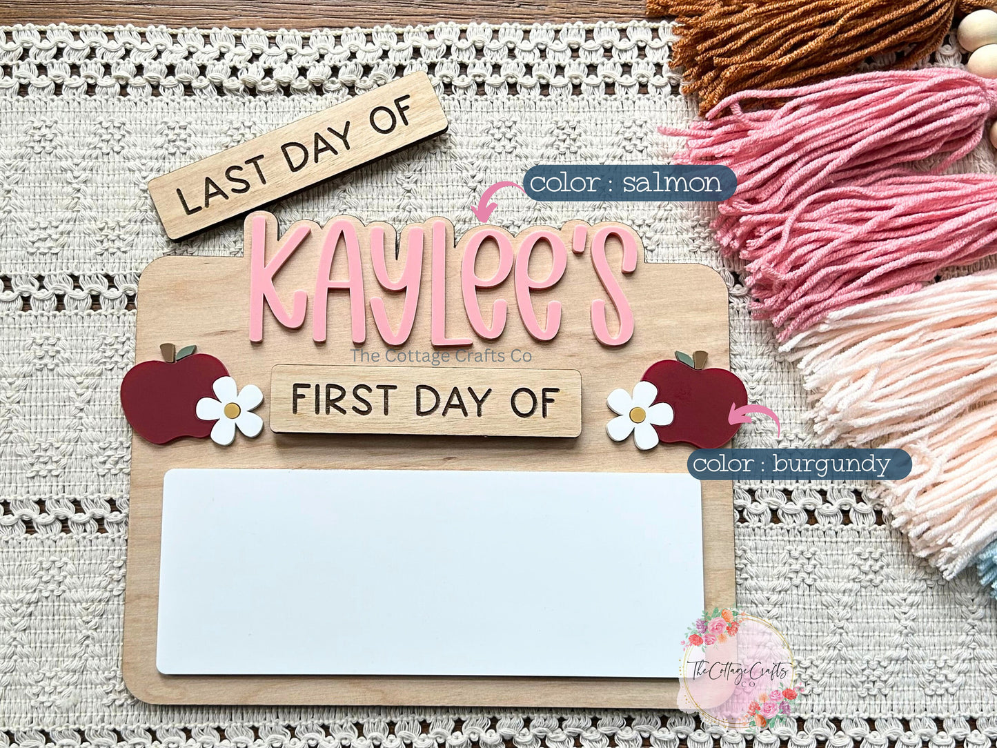 Personalized First Day of School Sign: Interchangeable Back to School Prop