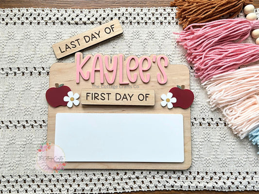 Personalized First Day of School Sign: Interchangeable Back to School Prop