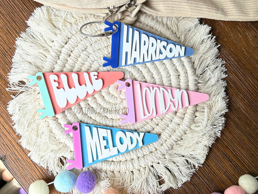 Personalized Acrylic Pennant: Custom Backpack Tag Keychain