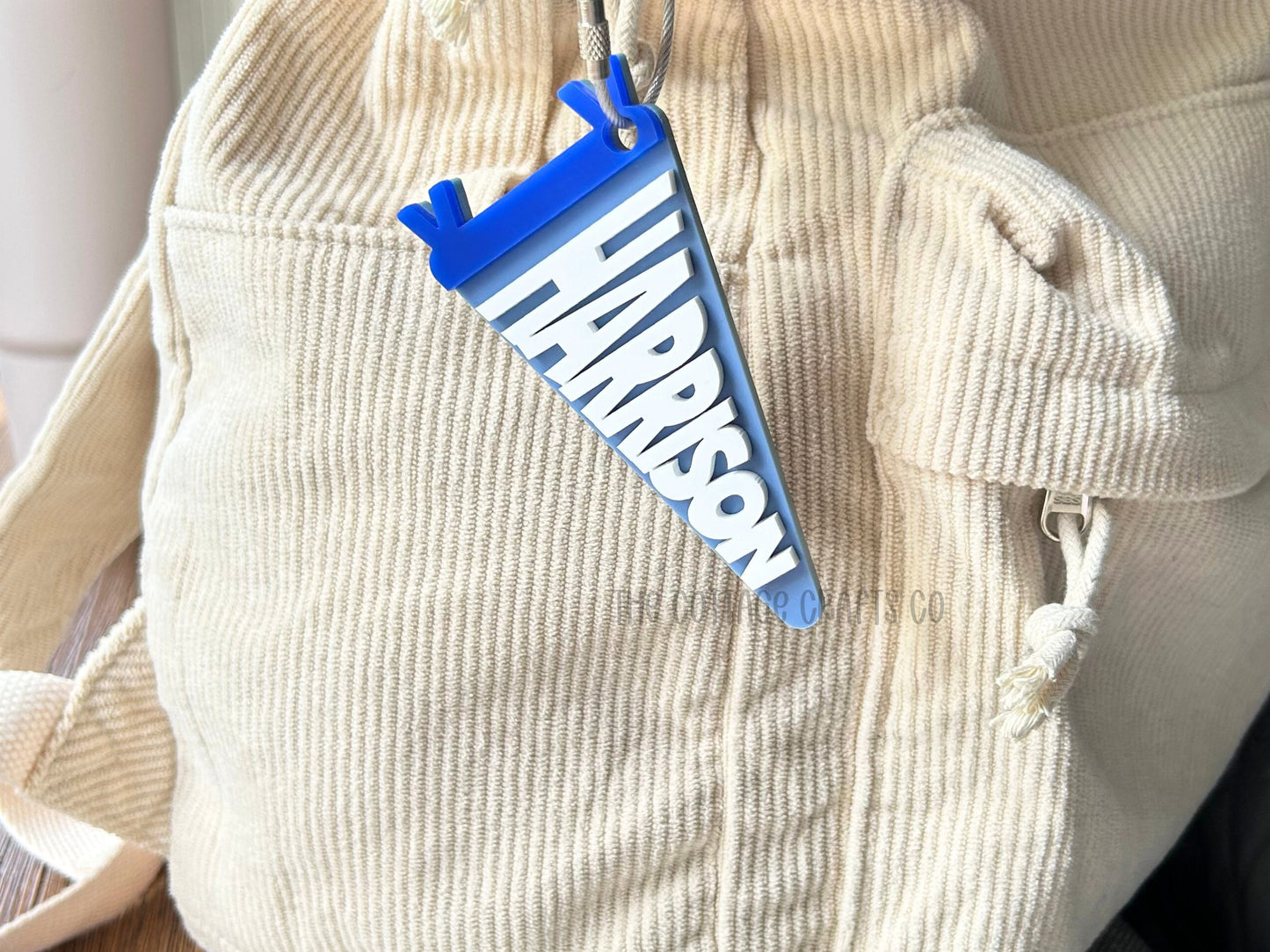 Personalized Acrylic Pennant: Custom Backpack Tag Keychain