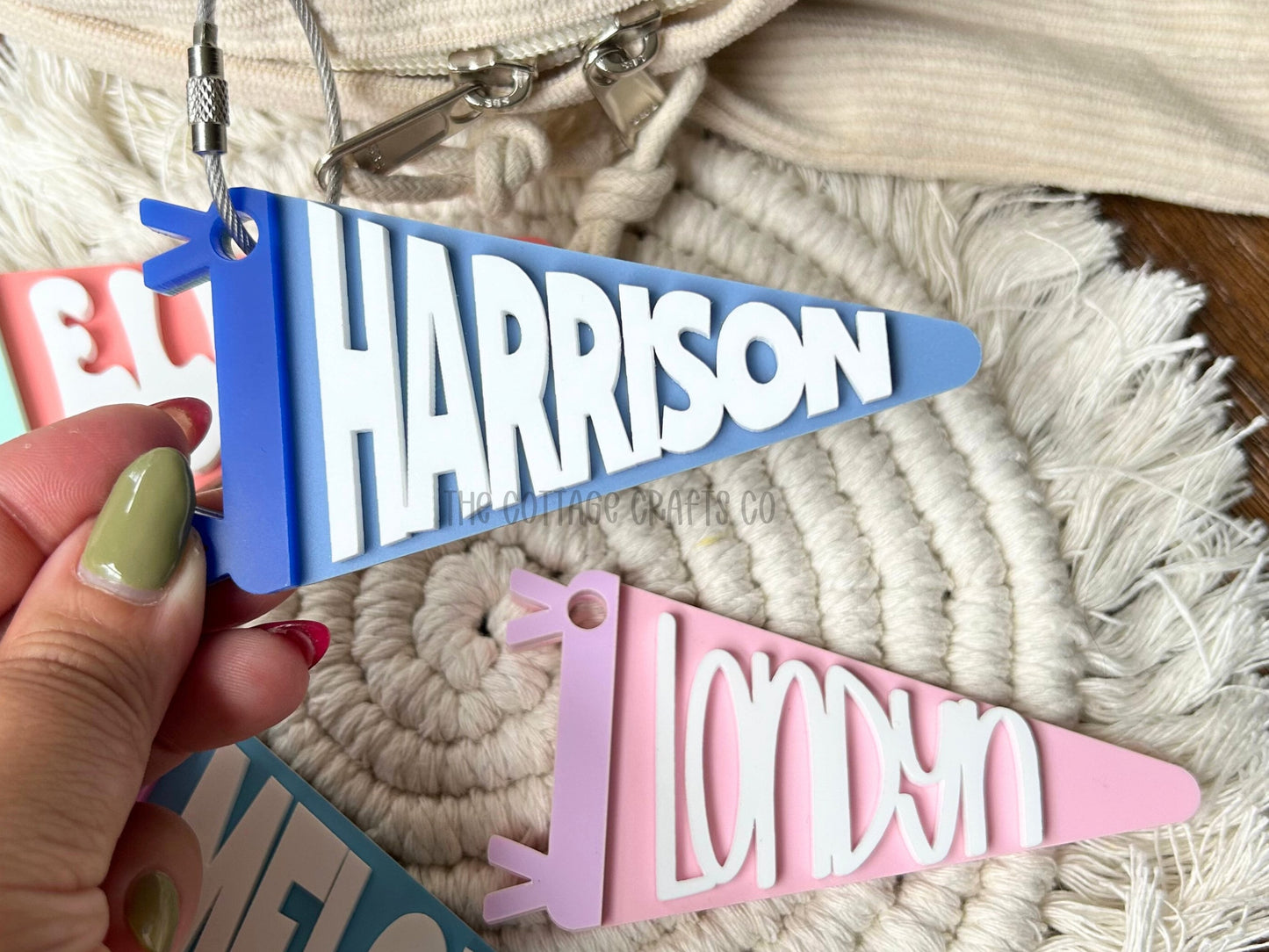 Personalized Acrylic Pennant: Custom Backpack Tag Keychain