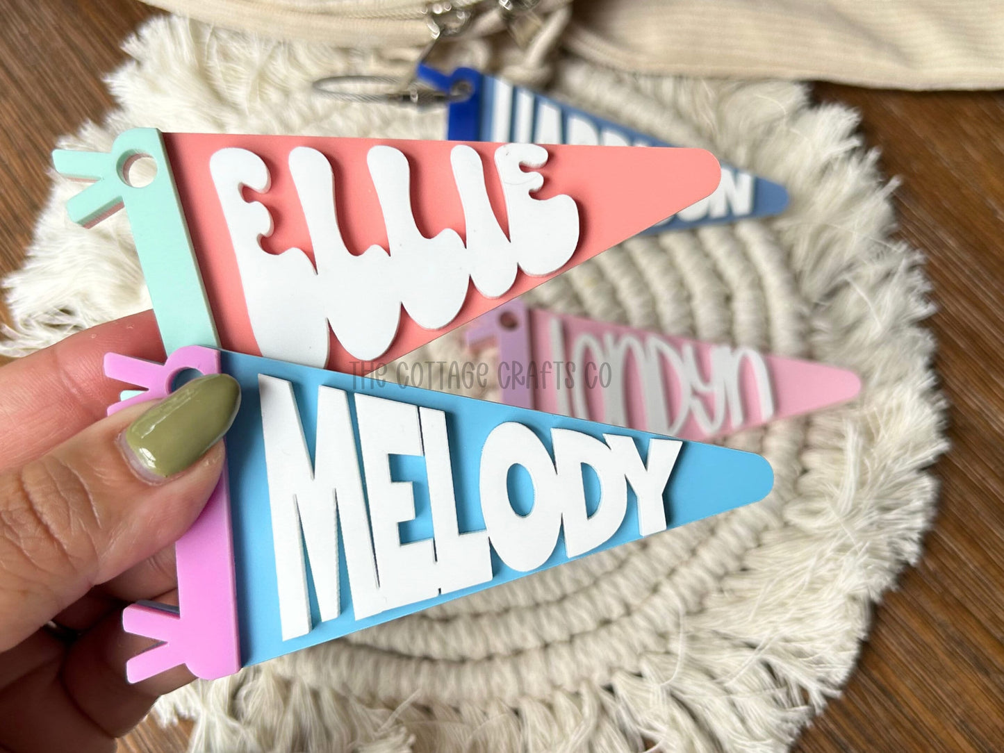 Personalized Acrylic Pennant: Custom Backpack Tag Keychain