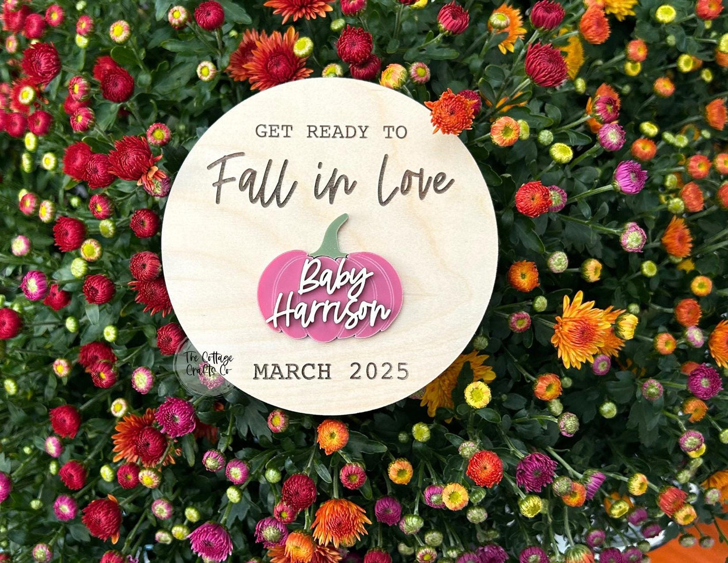 Fall Pregnancy Announcement Sign: Custom Wooden Pumpkin, Due Date Photo Prop