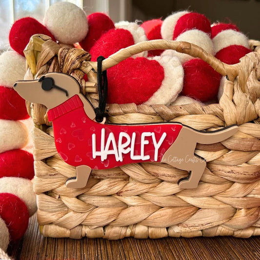 Personalized Valentines Day Dog Tag: Acrylic & Wood Gift Tag