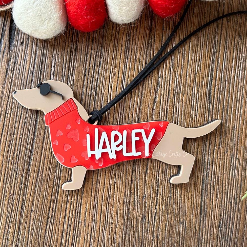 Personalized Valentines Day Dog Tag: Acrylic & Wood Gift Tag