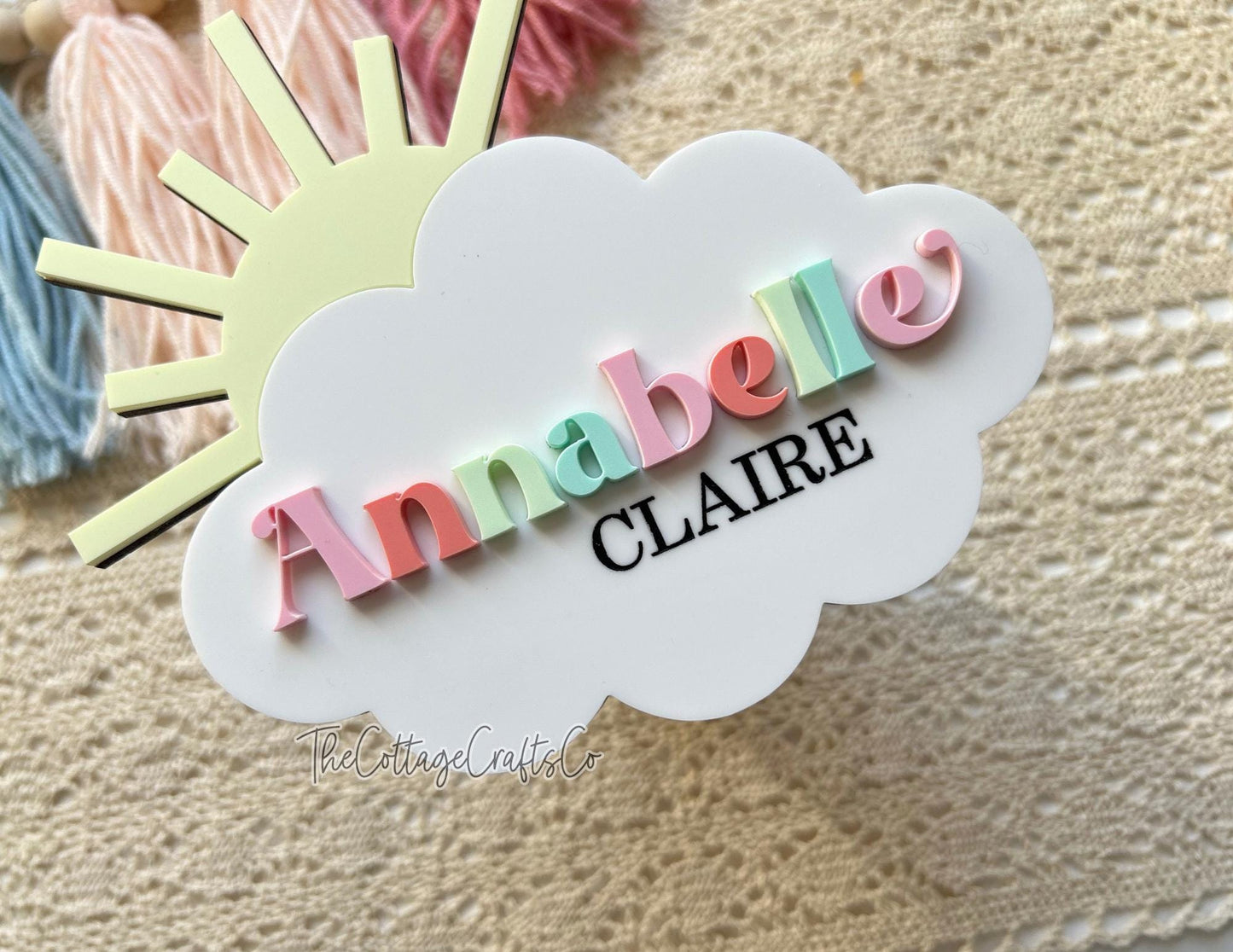 Cloud Baby Name Announcement: Acrylic & Wood Newborn Photo Prop