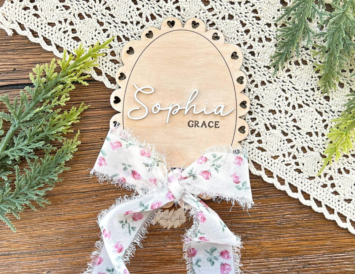 Personalized Wooden Baby Name Sign: Newborn Photo Prop with Ribbon