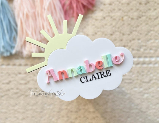 Cloud Baby Name Announcement: Acrylic & Wood Newborn Photo Prop