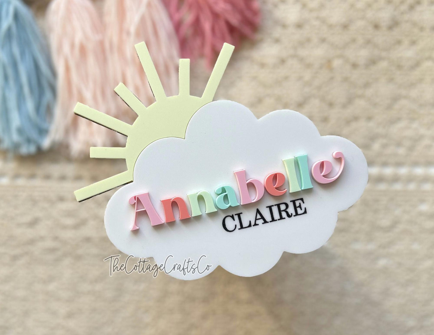 Cloud Baby Name Announcement: Acrylic & Wood Newborn Photo Prop