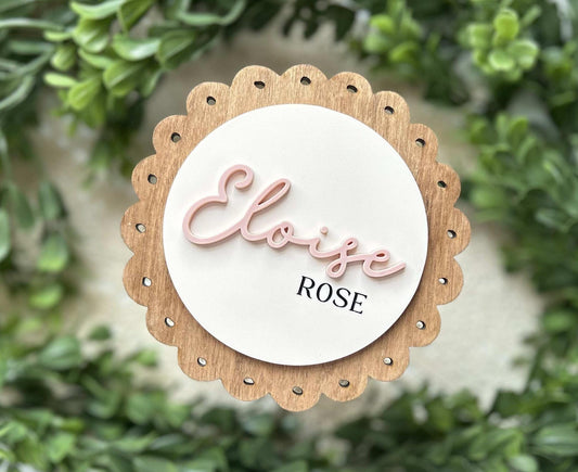 Wooden Baby Name Announcement Sign: Newborn Photo Prop
