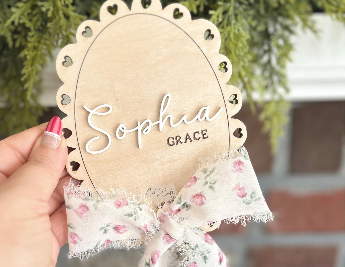 Personalized Wooden Baby Name Sign: Newborn Photo Prop with Ribbon