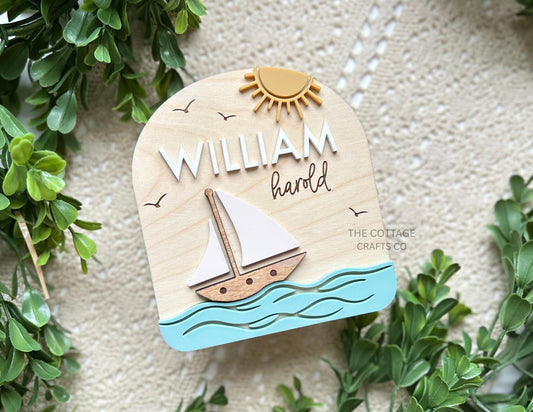 Nautical Baby Name Sign: Ocean Nursery Decor, Newborn Photo Prop
