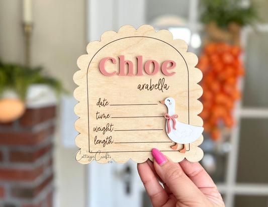 Goose Birth Announcement Sign: Personalized Newborn Photo Prop