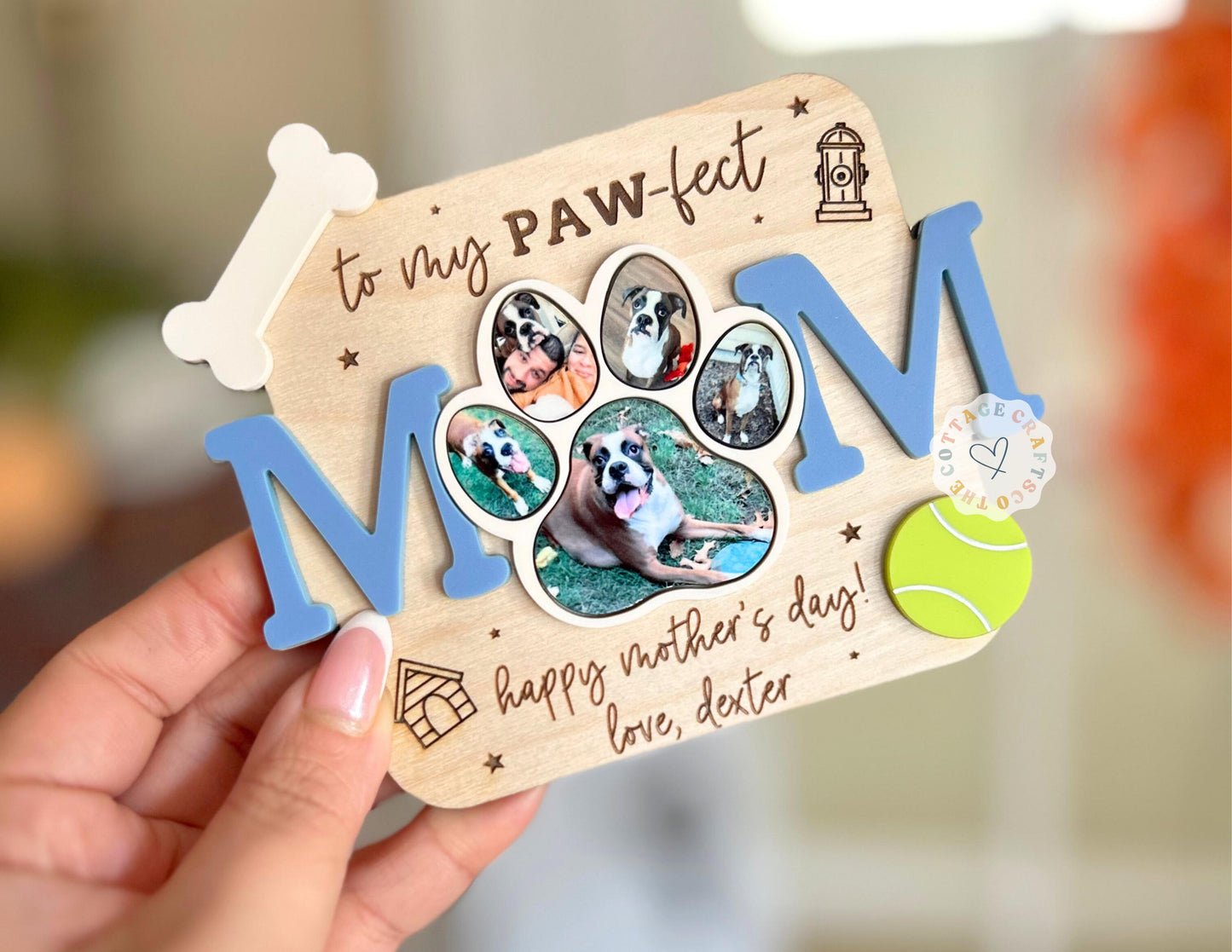 Pet photo magnet frame, Mother's Day Frame, Dog mom picture, Rescue Mom,Mothers day Gift From The Dogs,From the Cat Dog Pet Gift. Pet Owner