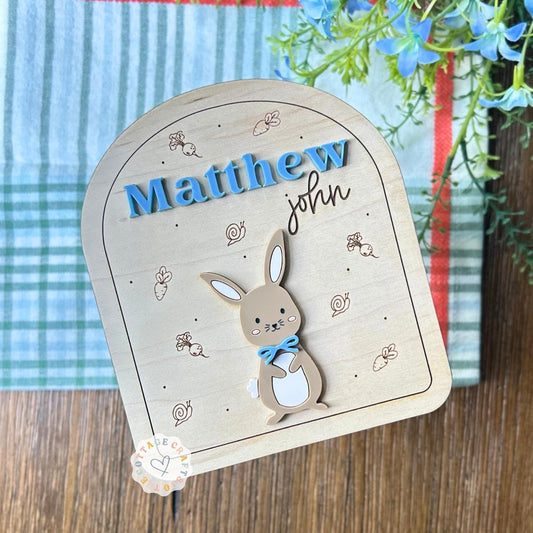 Personalized Baby Name Sign: Newborn Photo Prop, Bunny Accent