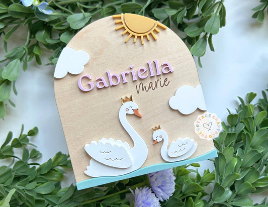 Personalized Swan Birth Announcement Sign: Newborn Photo Prop