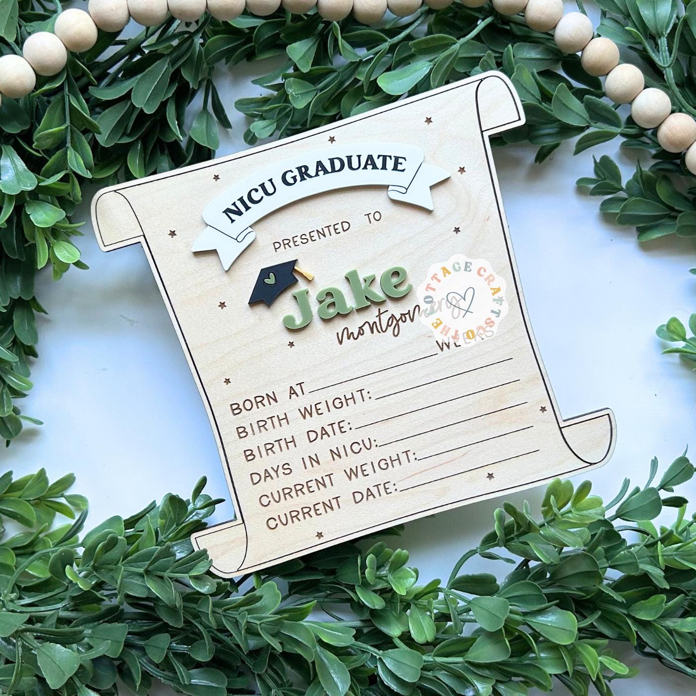NICU Certificate, NICU Graduate,  nicu sign for Hospital, nicu warrior gift,Newborn Photo Prop, Baby Boy Birth Sign,Sign For New Baby,