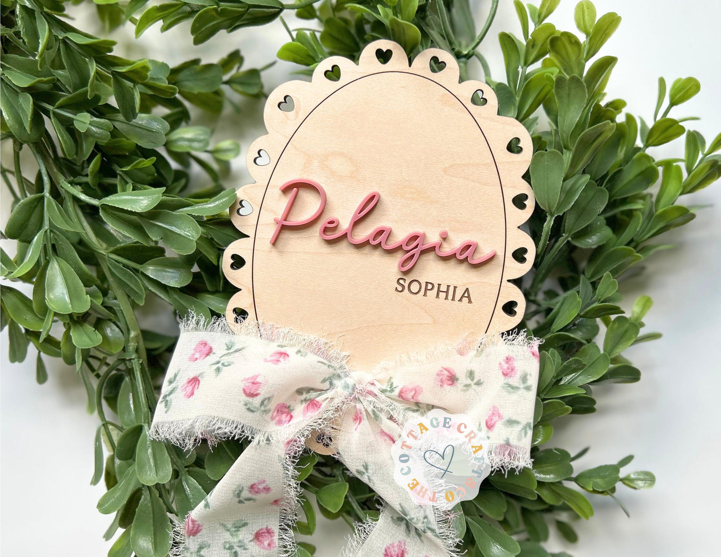 Personalized Wooden Baby Name Sign: Newborn Photo Prop with Ribbon