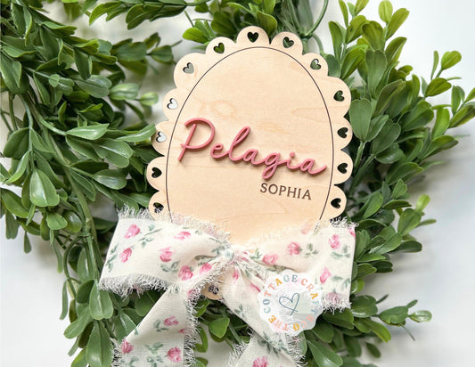 Personalized Wooden Baby Name Sign: Newborn Photo Prop with Ribbon