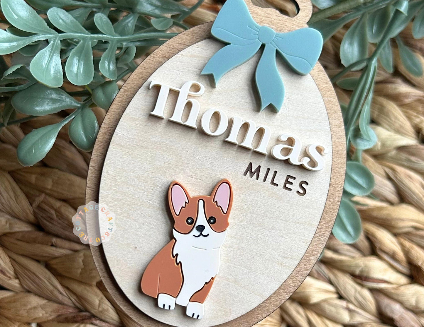 Birth Announcement, Name Sign,Fresh 48 Name Plaque,Newborn Photo Prop, Corgi Decor, Puppy Nursery Decor,Dog Lover Baby Shower Gift